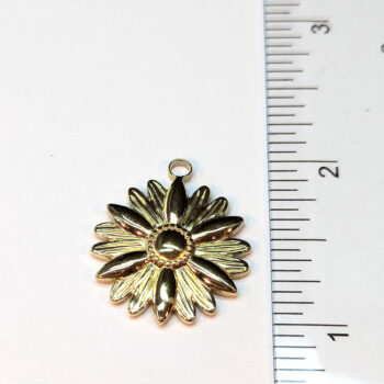 Stainless Steel Daisy Flower Pendant Gold - Image 2