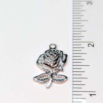 Stainless Steel Rose Flower Pendant Silver - Image 2