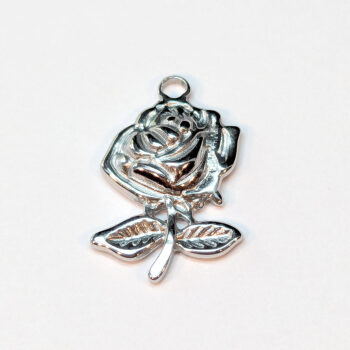 Stainless Steel Rose Flower Pendant Silver