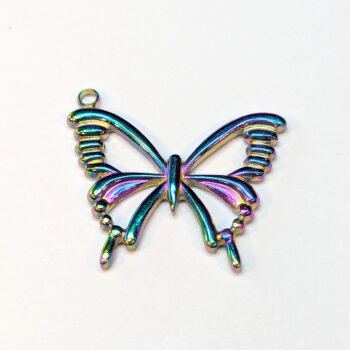 Stainless Steel Hollow Angle Butterfly Charm Rainbow