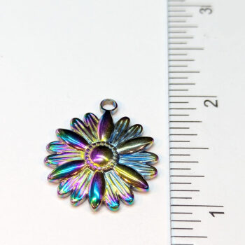 Stainless Steel Daisy Flower Pendant Rainbow - Image 2