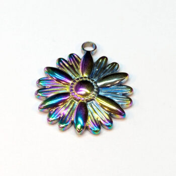 Stainless Steel Daisy Flower Pendant Rainbow