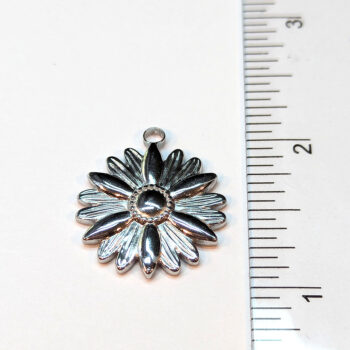 Stainless Steel Daisy Flower Pendant Silver - Image 2