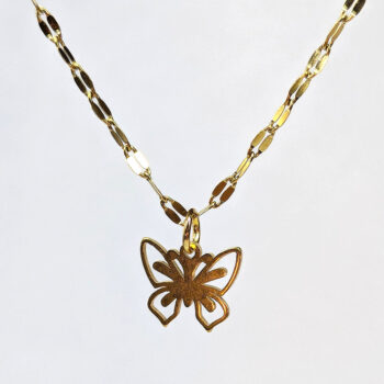 Stainless Steel Delicate Hollow Butterfly Gold Necklace - Image 2