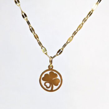 Stainless Steel Delicate Four Leaf Clover Hoop Gold Necklace - Image 5