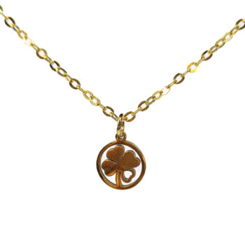 Stainless Steel Delicate Four Leaf Clover Hoop Gold Necklace