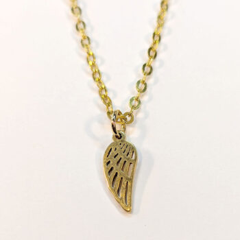 Stainless Steel Delicate Hollow Angel Wing Gold Necklace - Image 2