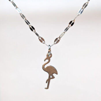 Stainless Steel Delicate Solid Flamingo Bird Silver Necklace - Image 3