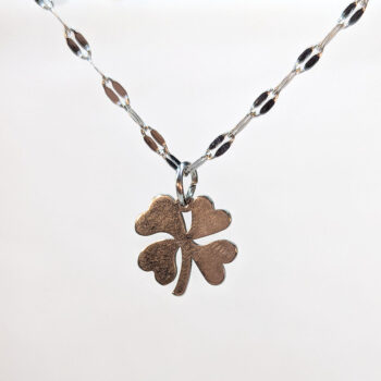 Stainless Steel Delicate Four Leaf Clover Silver Necklace - Image 3