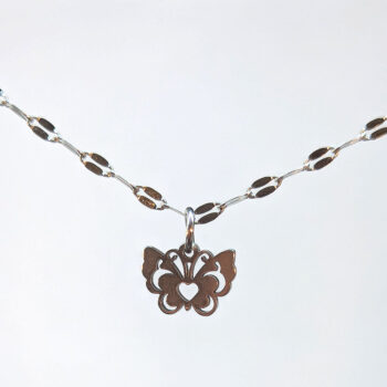 Stainless Steel Delicate Hollow Butterfly Silver Necklace - Image 3