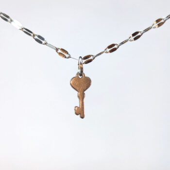 Stainless Steel Delicate Solid Key Silver Necklace - Image 3