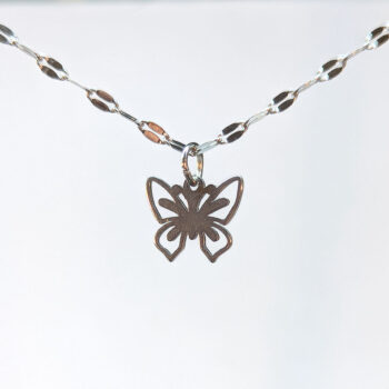 Stainless Steel Delicate Hollow Butterfly Charm Silver Necklace - Image 3