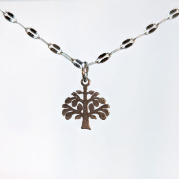 Stainless Steel Delicate Modern Tree of Life Silver Necklace - Image 3