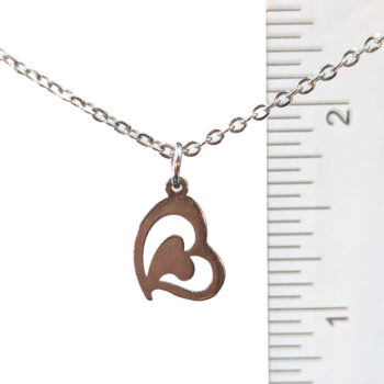 Stainless Steel Hollow Double Angle Heart Silver Necklace - Image 2