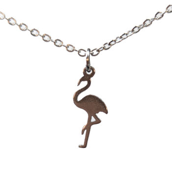 Stainless Steel Delicate Solid Flamingo Bird Silver Necklace