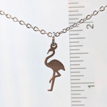 Stainless Steel Delicate Solid Flamingo Bird Silver Necklace - Image 2