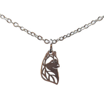 Stainless Steel Delicate Hollow Dog Head Silver Necklace