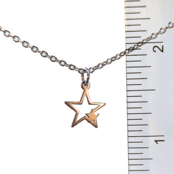 Stainless Steel Delicate Solid Hollow Double Star Silver Necklace - Image 2