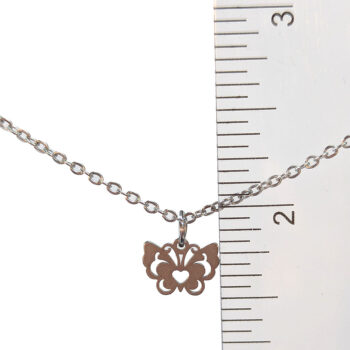 Stainless Steel Delicate Hollow Butterfly Silver Necklace - Image 2