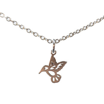 Stainless Steel Delicate Hollow Hummingbird Bird Silver Necklace