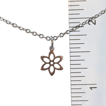 Stainless Steel Hollow Six Pointed Flower Silver Necklace - Image 2