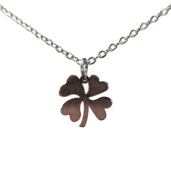 Stainless Steel Delicate Four Leaf Clover Silver Necklace