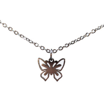 Stainless Steel Delicate Hollow Butterfly Charm Silver Necklace