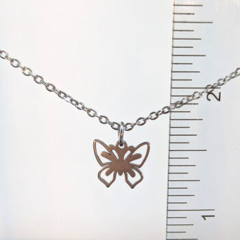 Stainless Steel Delicate Hollow Butterfly Charm Silver Necklace - Image 2