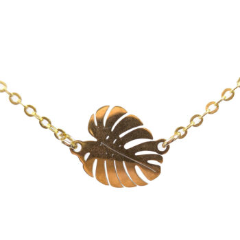 Stainless Steel Monstera Leaf Connector Gold Bracelet