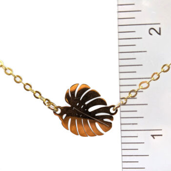 Stainless Steel Monstera Leaf Connector Gold Bracelet - Image 2