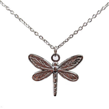 Silver Stainless Steel Dragonfly Necklace