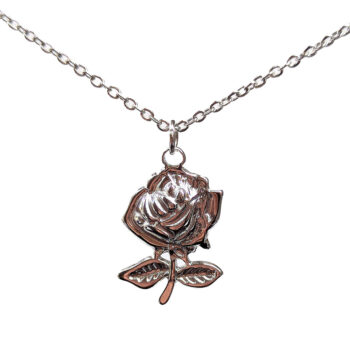 Stainless Steel Silver Rose Flower Necklace