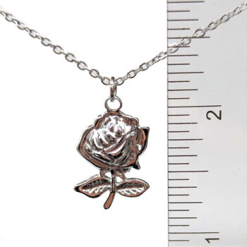 Stainless Steel Silver Rose Flower Necklace - Image 3