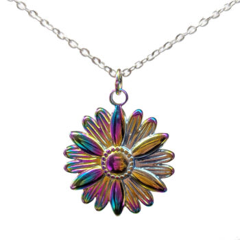 Stainless Steel Daisy Flower Rainbow Necklace