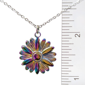 Stainless Steel Daisy Flower Rainbow Necklace - Image 4