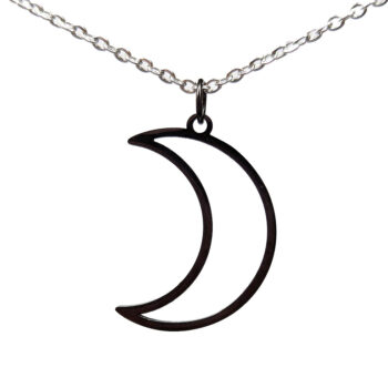 Stainless Steel Hollow Moon Black Necklace - Image 5