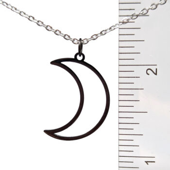 Stainless Steel Hollow Moon Black Necklace - Image 3