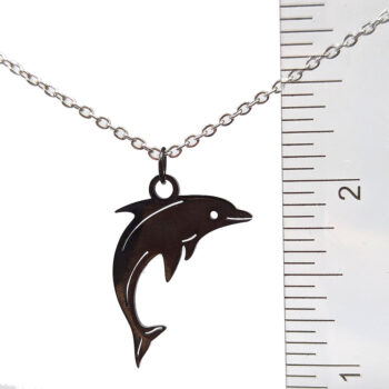 Stainless Steel Dolphin Black Necklace - Image 2