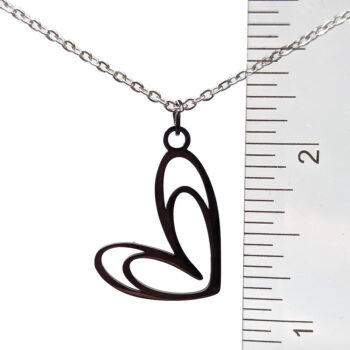 Stainless Steel Double Hollow Heart Black Necklace - Image 5