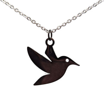 Stainless Steel Dove Bird Black Necklace - Image 5