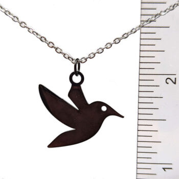 Stainless Steel Dove Bird Black Necklace - Image 3