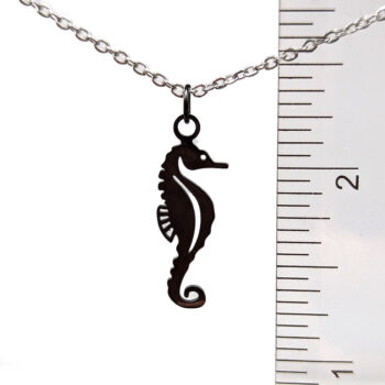 Stainless Steel Seahorse Black Necklace - Image 3