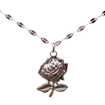 Stainless Steel Silver Rose Flower Necklace - Image 2