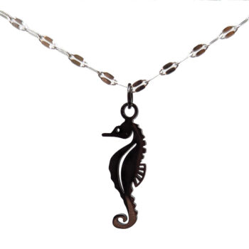 Stainless Steel Seahorse Black Necklace - Image 2