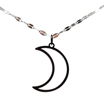 Stainless Steel Hollow Moon Black Necklace - Image 2