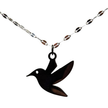 Stainless Steel Dove Bird Black Necklace - Image 2