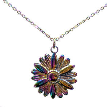 Stainless Steel Daisy Flower Rainbow Necklace - Image 5