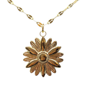 Stainless Steel Daisy Flower Gold Necklace - Image 3