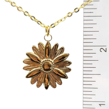 Stainless Steel Daisy Flower Gold Necklace - Image 2