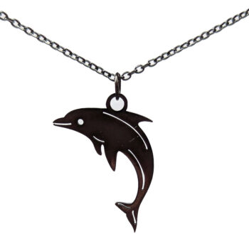 Stainless Steel Dolphin Black Necklace